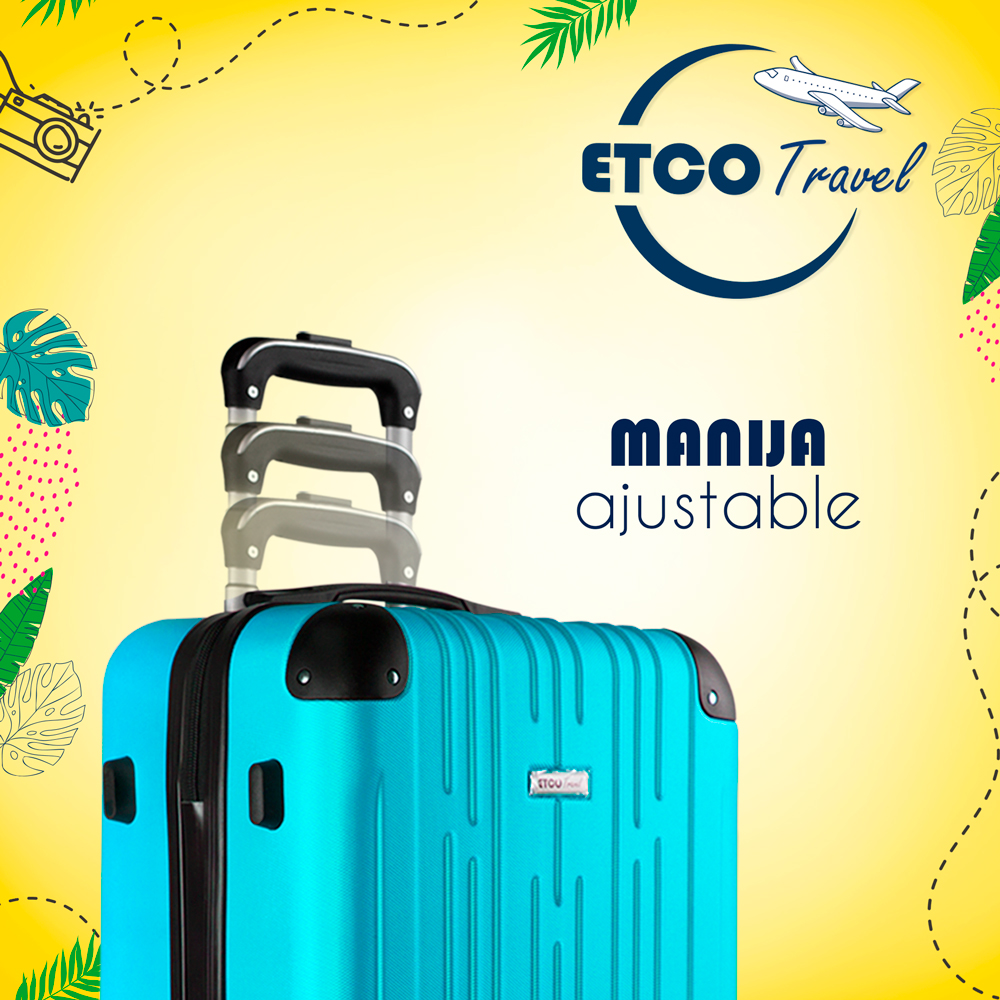 Maleta De Viaje Ligera 20 Pul Etco Travel Equipaje De Mano Azul Cielo Avion Ruedas 360 Barata