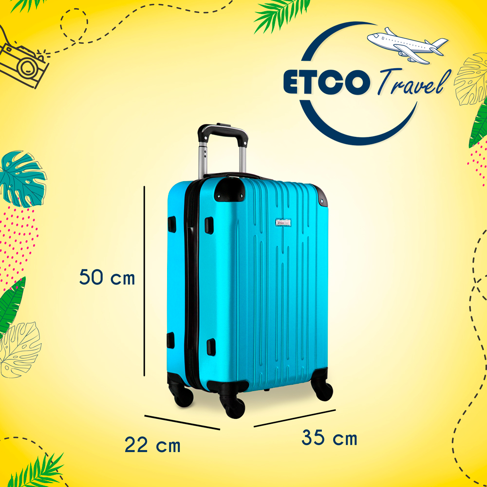 Maleta De Viaje Ligera 20 Pul Etco Travel Equipaje De Mano Azul Cielo Avion Ruedas 360 Barata