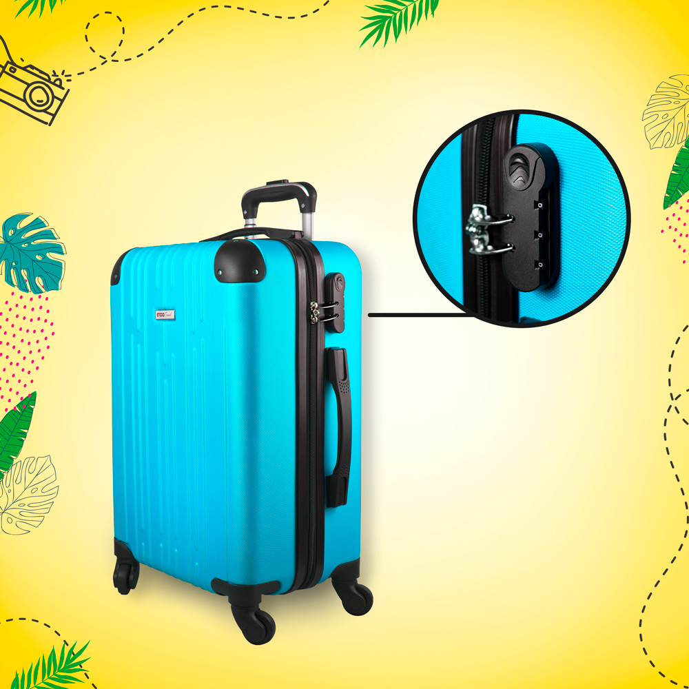 Maleta De Viaje Ligera 20 Pul Etco Travel Equipaje De Mano Azul Cielo Avion Ruedas 360 Barata