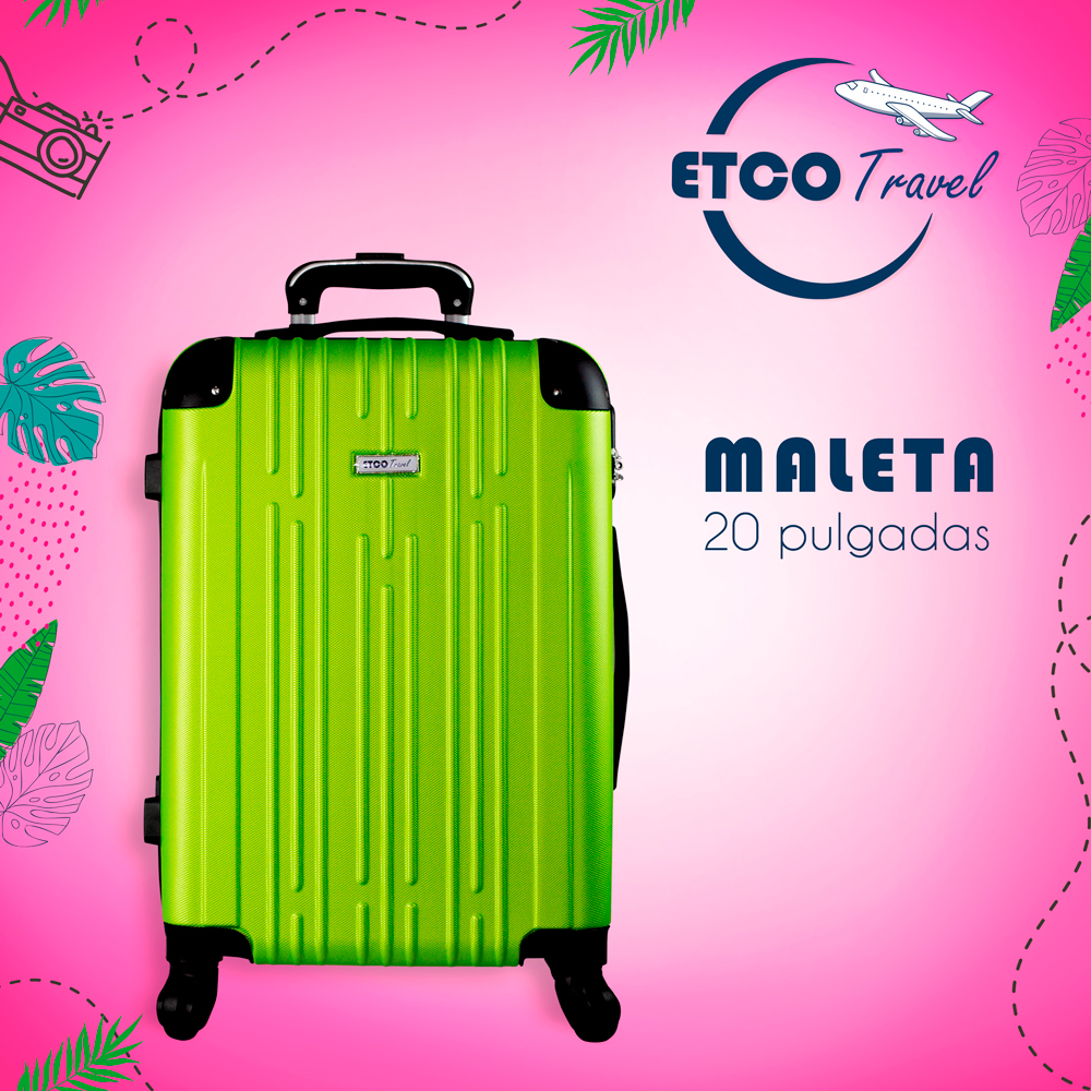 Maleta De Viaje Ligera 20 Pul Etco Travel Equipaje De Mano Verde Avion Ruedas 360 Barata
