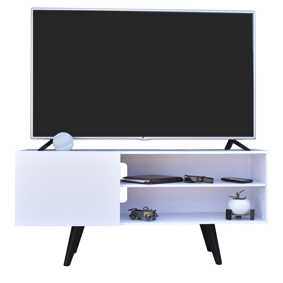 Hogare Centro de Entretenimiento Madrid para TV de hasta 55 pulgadas Color Blanco.