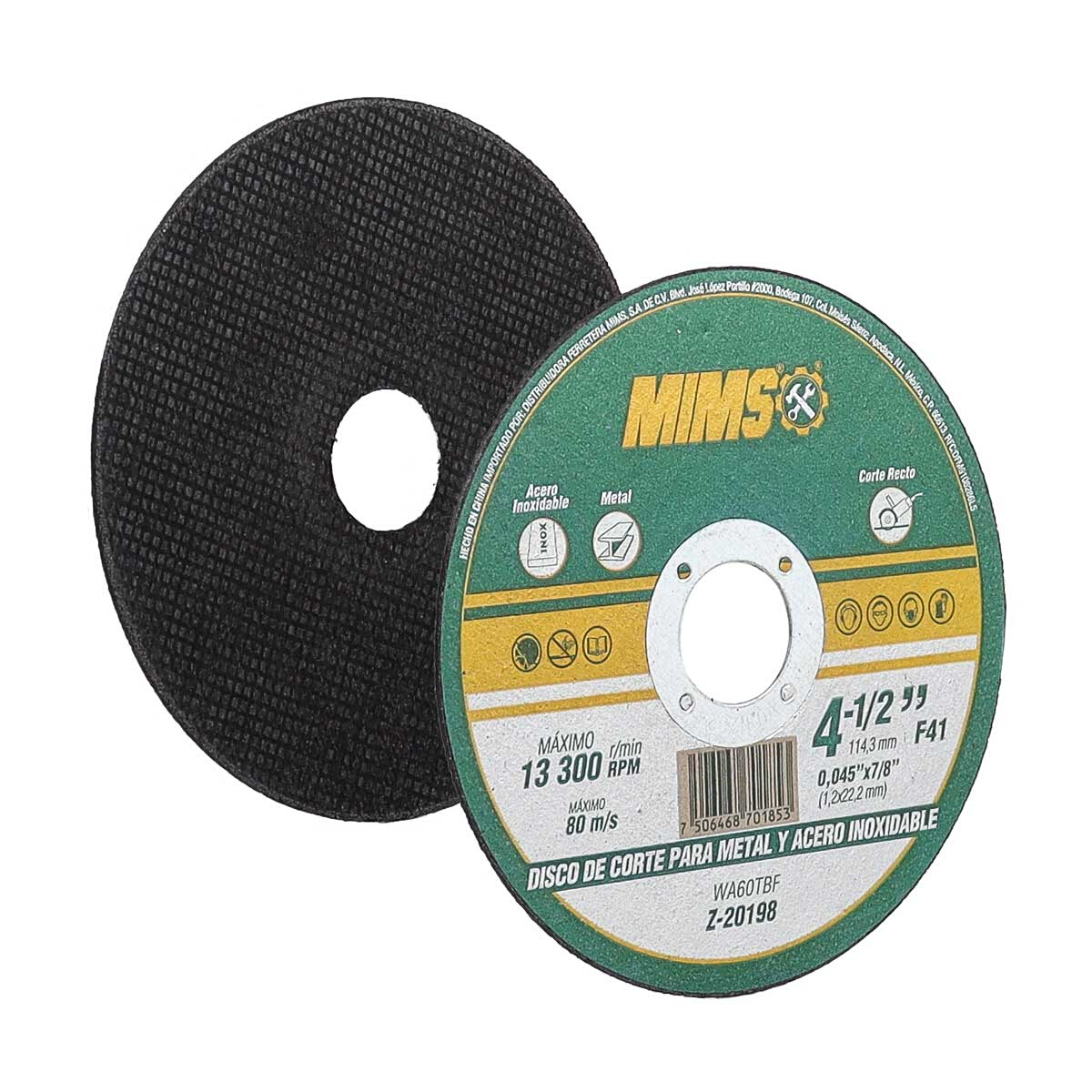 Disco de Corte Acero 4-1/2 Inoxidable Y Metal Paquete con 100 Piezas