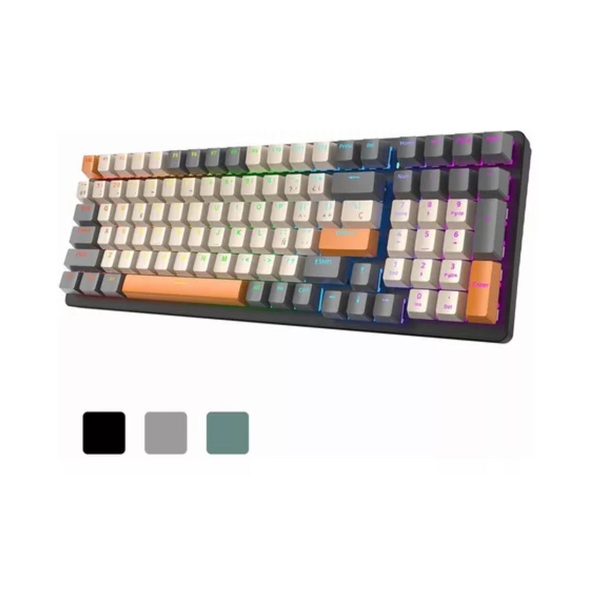 Teclado Mecánico Para Juegos Profesional Rgb De Gama Alta Gris y Blanco