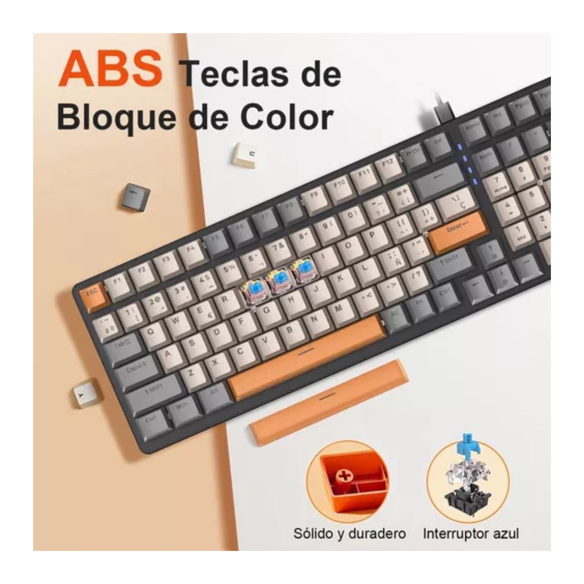Teclado Mecánico Para Juegos Profesional Rgb De Gama Alta Gris y Blanco