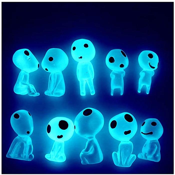 Muñecos que brillan de noche MXTWB-001-4 10 Pzs Muñeco Azul Fluorescente Resina Transparente Muñecos al Azar, TwinkyBlue