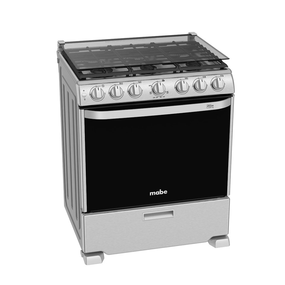 Estufa de Piso Mabe 76cm Acero Inox 6 Quemadores