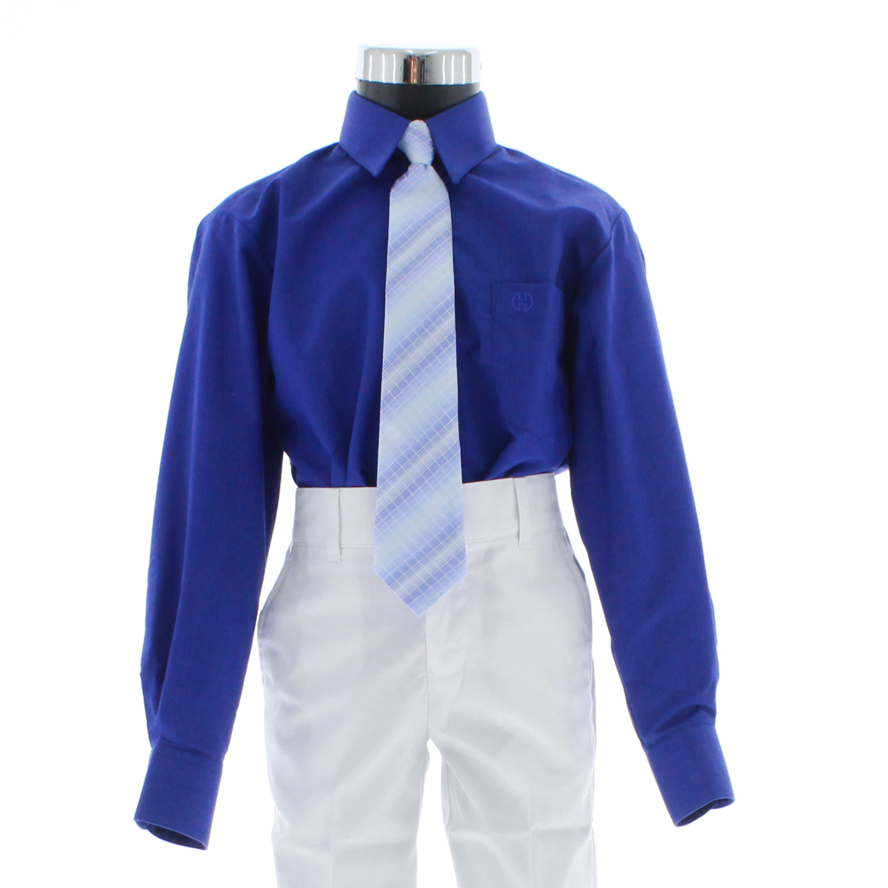 Camisa De Vestir Niño Color Azul Rey Manga Larga 3538 2 A 18 Años.