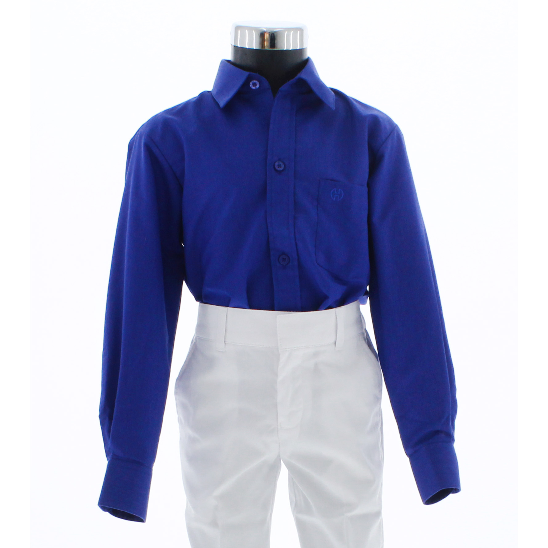 Camisa De Vestir Niño Color Azul Rey Manga Larga 3538 2 A 18 Años.