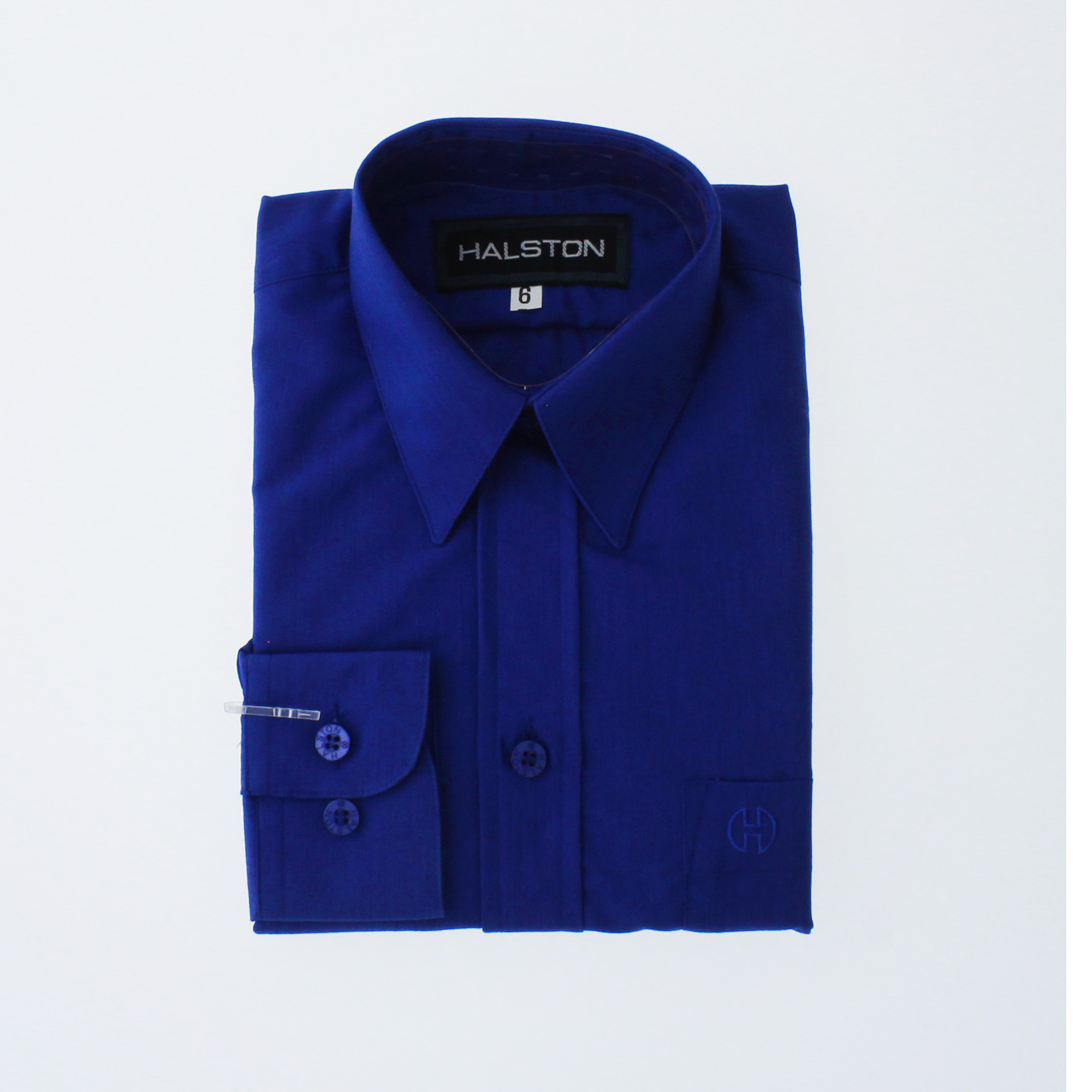 Camisa De Vestir Niño Color Azul Rey Manga Larga 3538 2 A 18 Años.