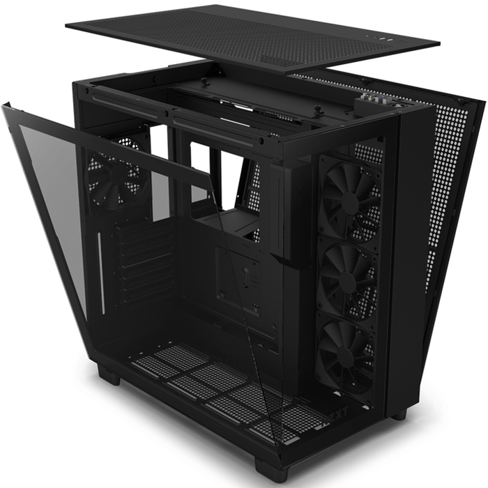 Gabinete Gamer NZXT H9 Flow ATX 4 Fan Cristal Templado Negro CM-H91FB-01 