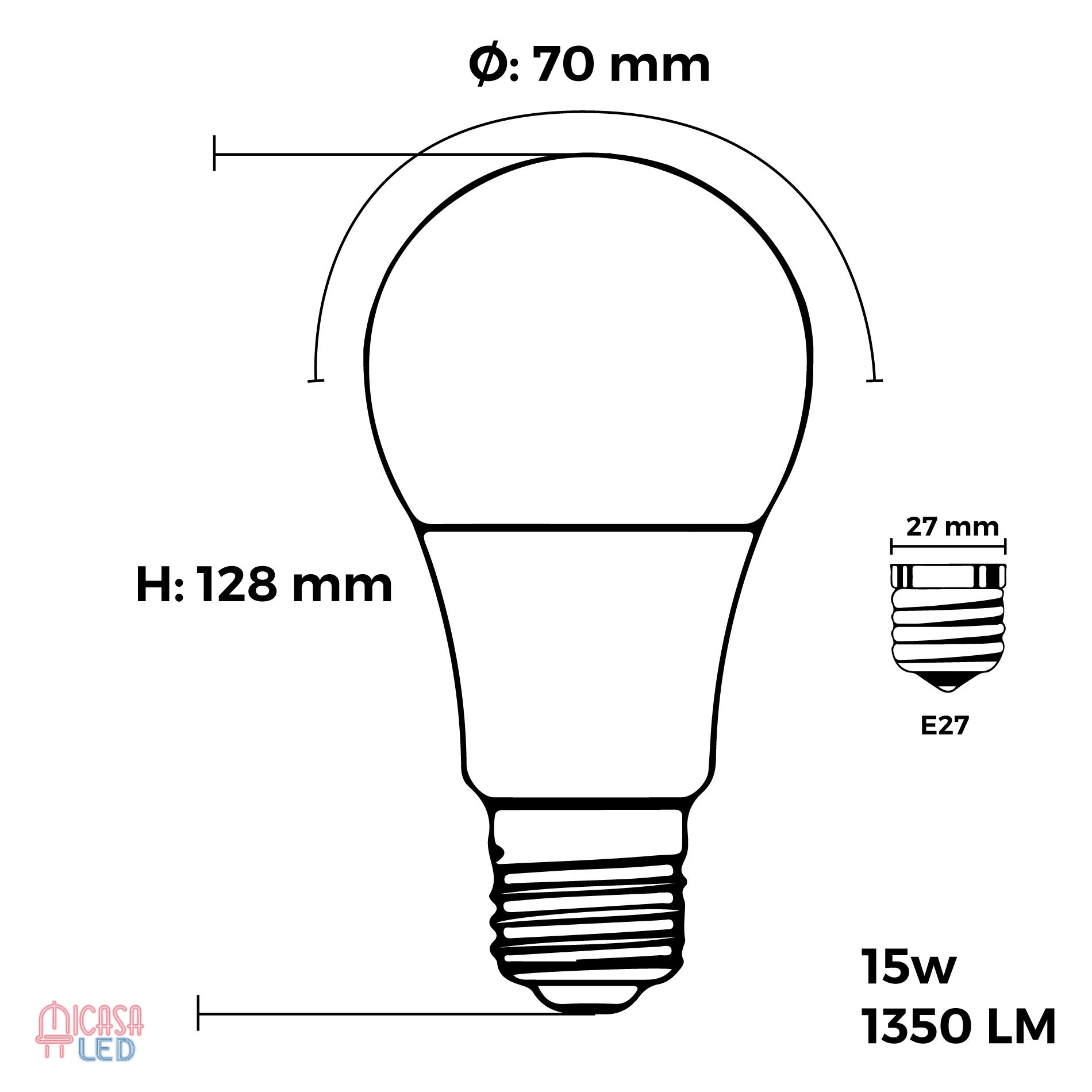 Foco Led 15w Tipo Bombilla Luz Blanca Fria 4 Piezas
