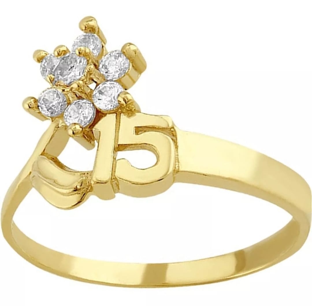 Anillo De Roseta Xv Años En Oro De 10K + Obsequio + Envío