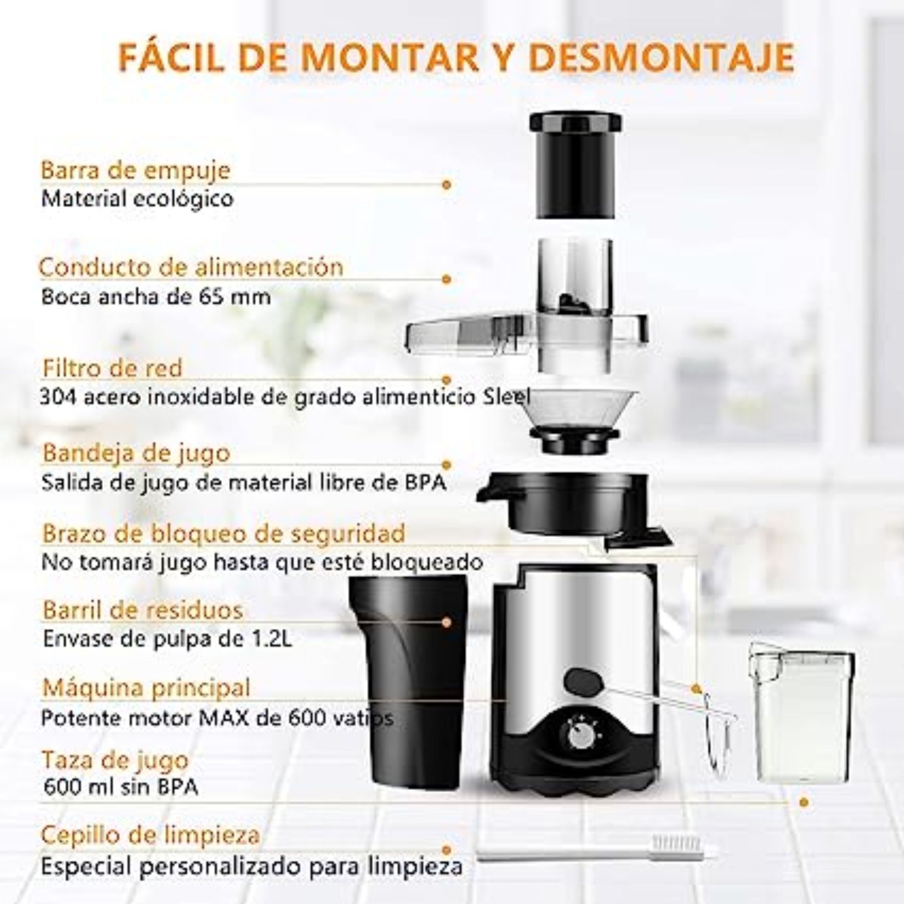 Extractor de Jugo con 2 Velocidades Acero Inoxidable Taurus - Plateado