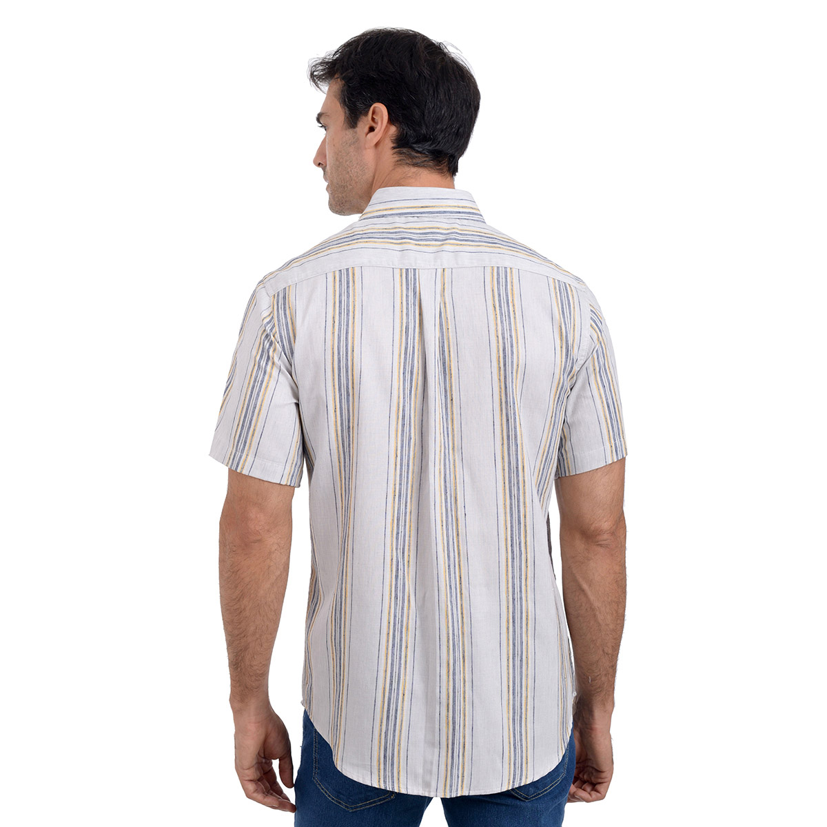 CAMISA MC RAYADA GRIS CLARO COMBINADA TED LAPIDUS