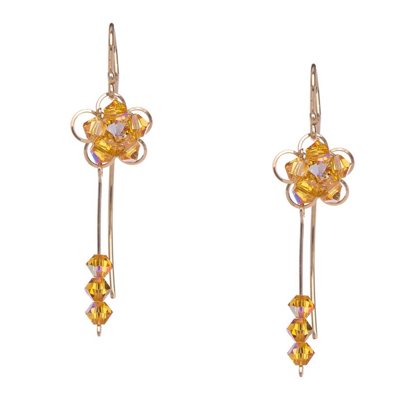 Aretes Violador con Cristal Swarovski en Aleación con Oro 18k Largo 4cm
