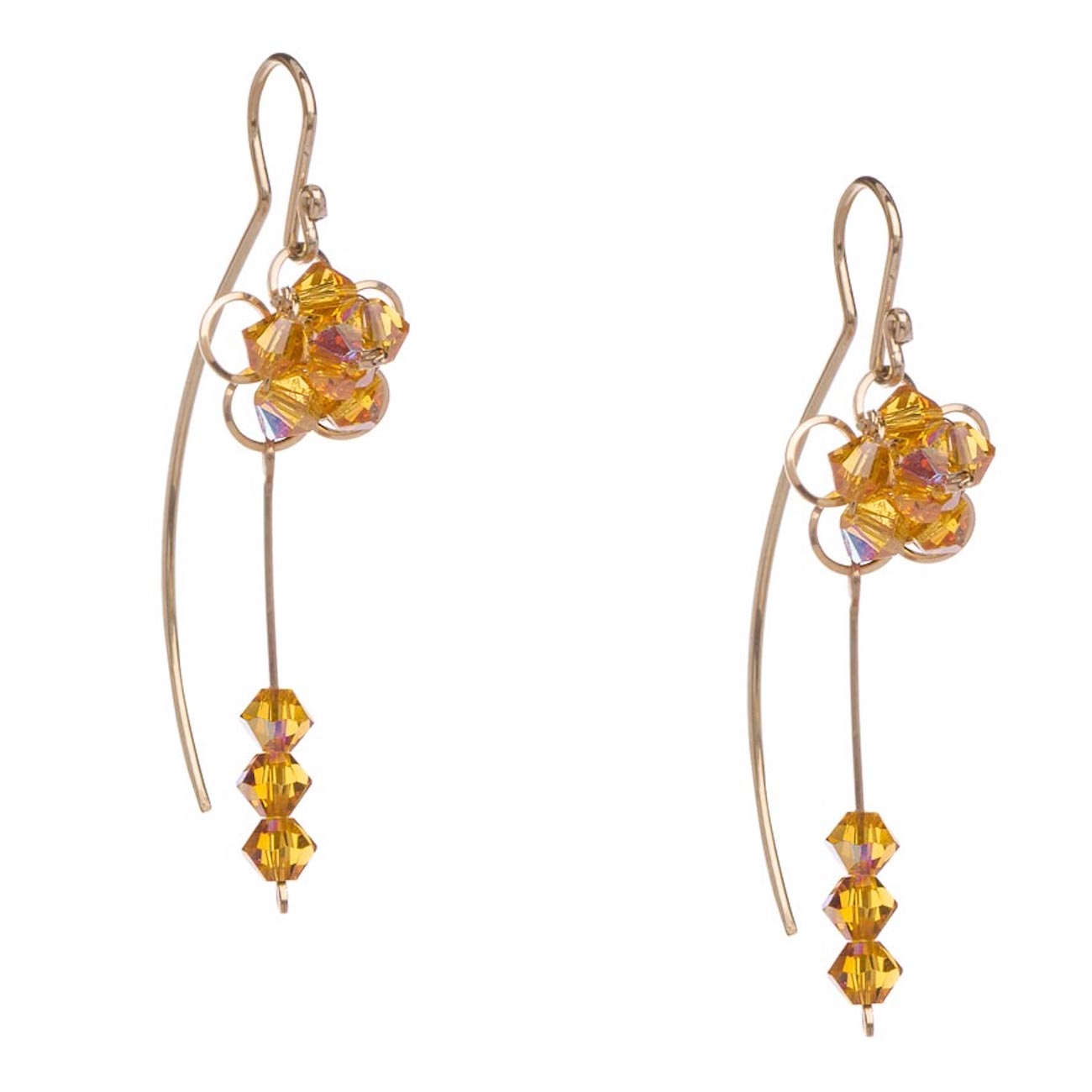 Aretes Violador con Cristal Swarovski en Aleación con Oro 18k Largo 4cm