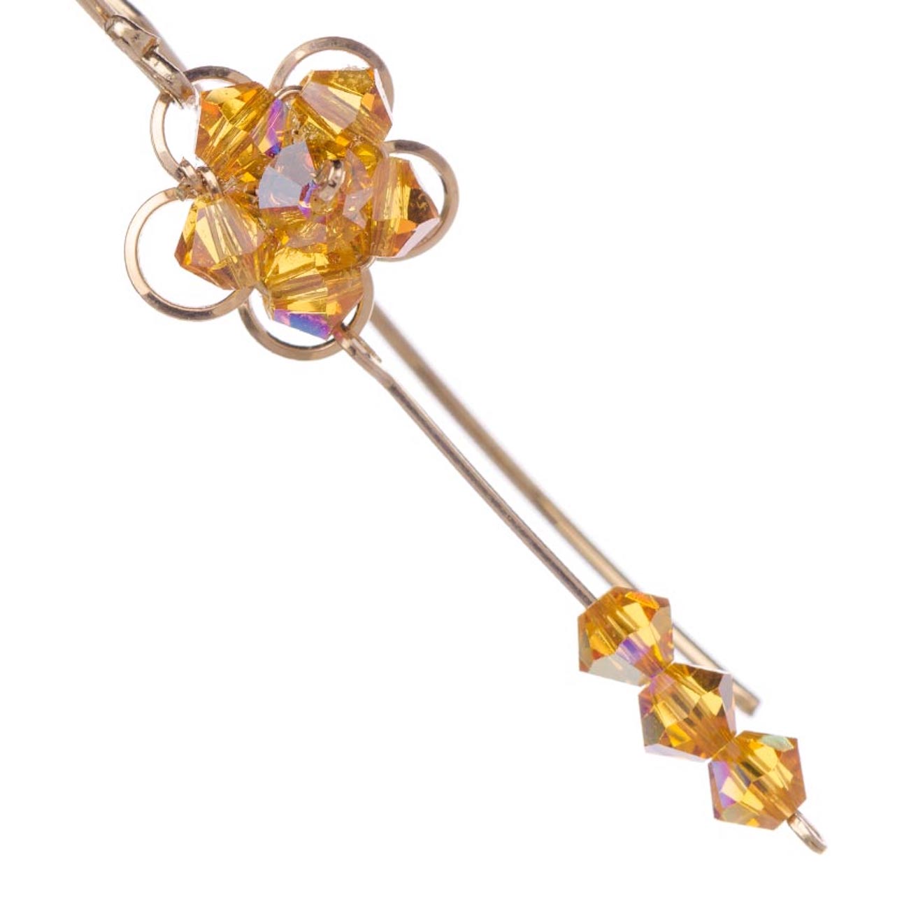 Aretes Violador con Cristal Swarovski en Aleación con Oro 18k Largo 4cm