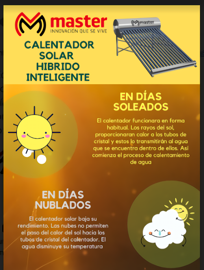 Boiler Calentador de Agua Solar y Electrico Inteligente para Sistemas de Baja Presion (Sin Bombas de Presion) 150 Litros Controlable desde su App Master MP-150L BOILER