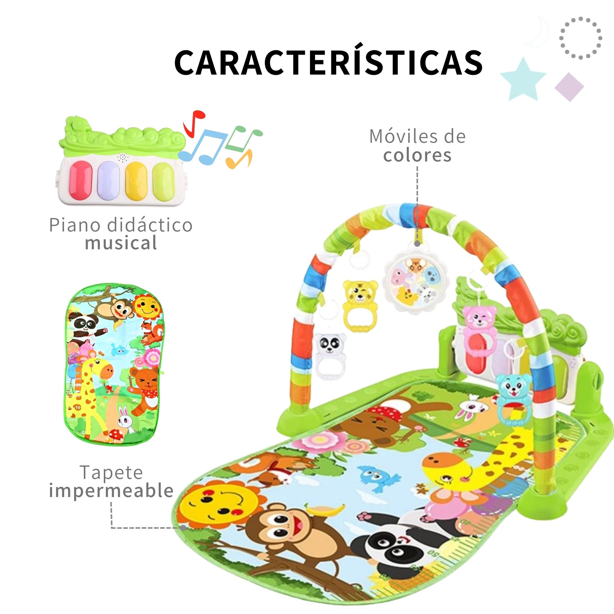 Gimnasio Para Bebe Didactico Tapete Juego Tipo Piano Musical