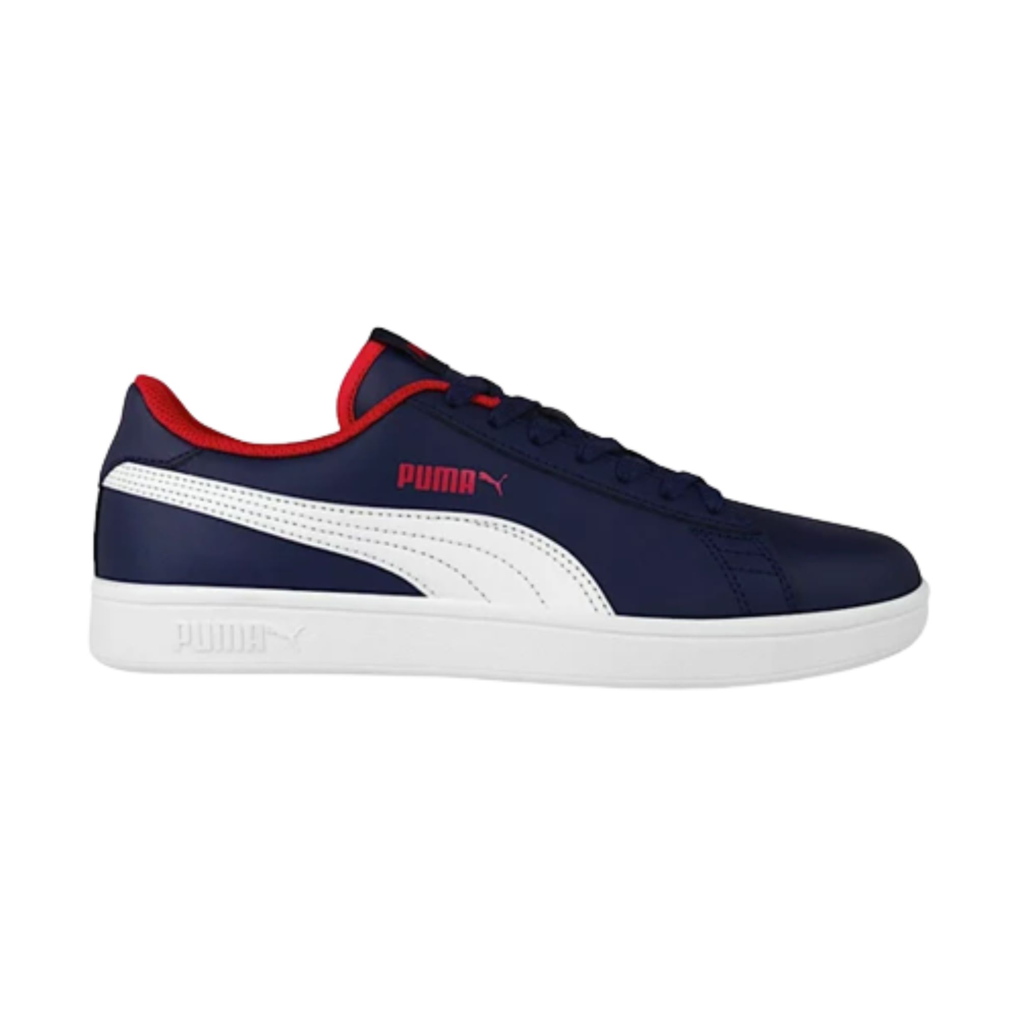 Tenis Puma Smash V2 L Azul Marino con Blanco Rojo Junior Originales 36517013