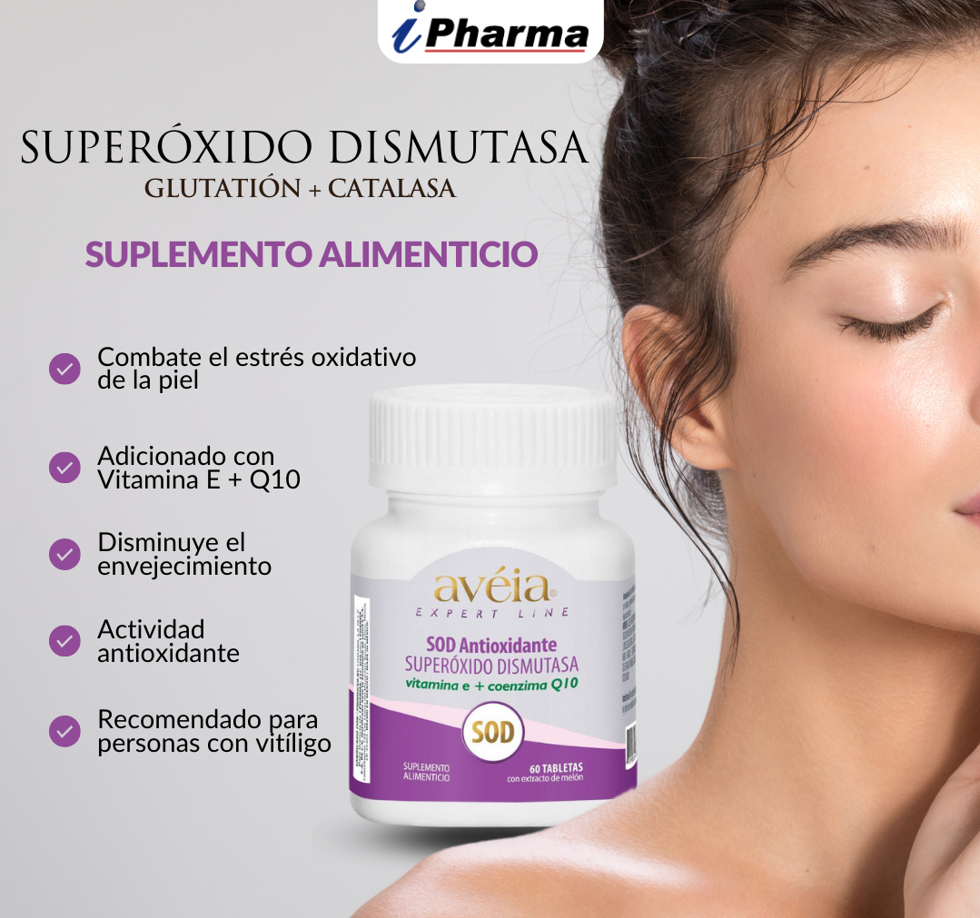 Glutatión + Superóxido de dismutasa SOD catalasa para el estrés Avéia frasco con 60 Tabletas
