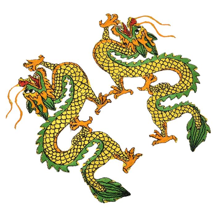 Bordado de Dragon para Ropa MXDON-001-6 1 Parche Dragón Chino 22x33cm AmarilloVerde Bordado Adhesivo para Planchar, Dragón03