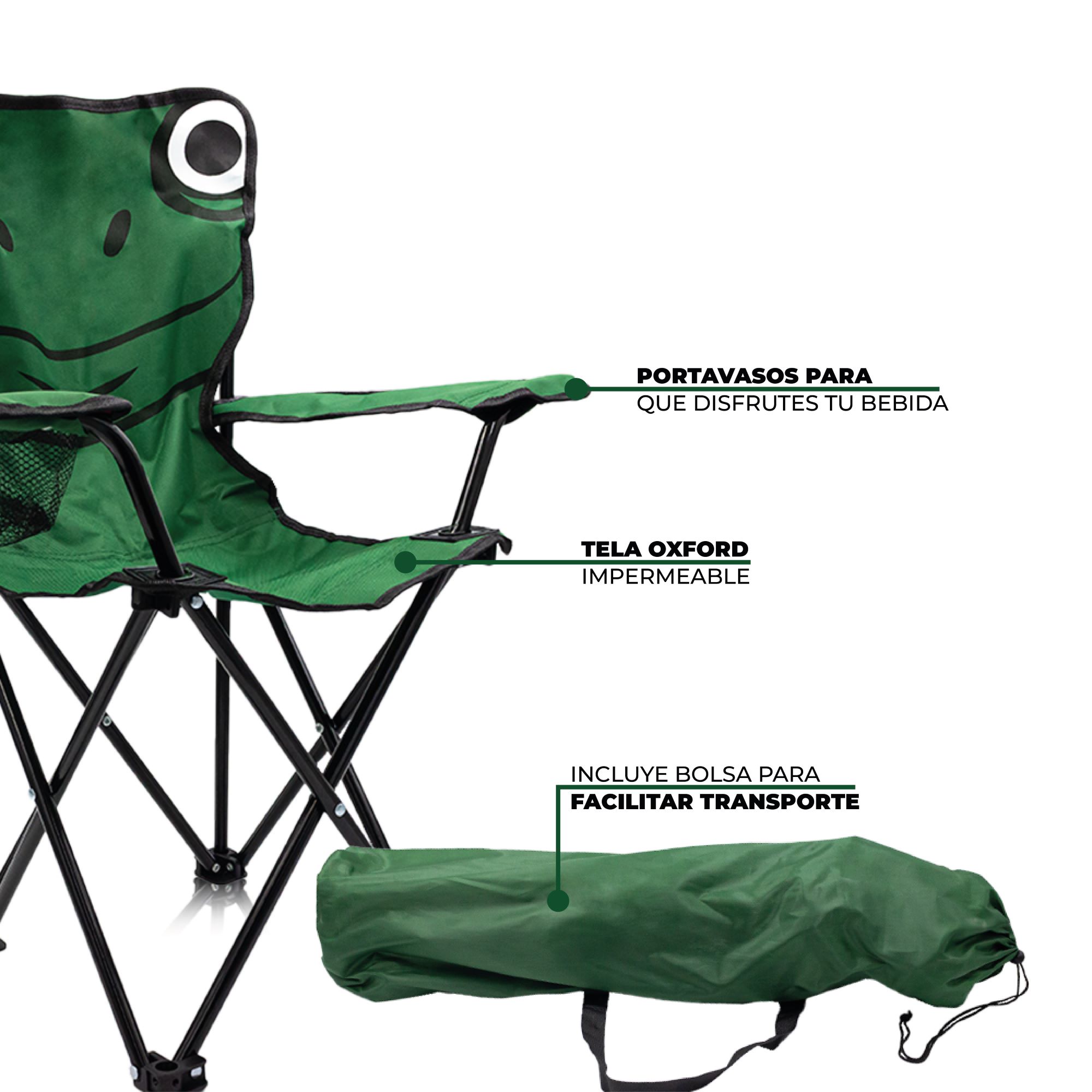 Silla Plegable Para Camping Infantil Rana .
