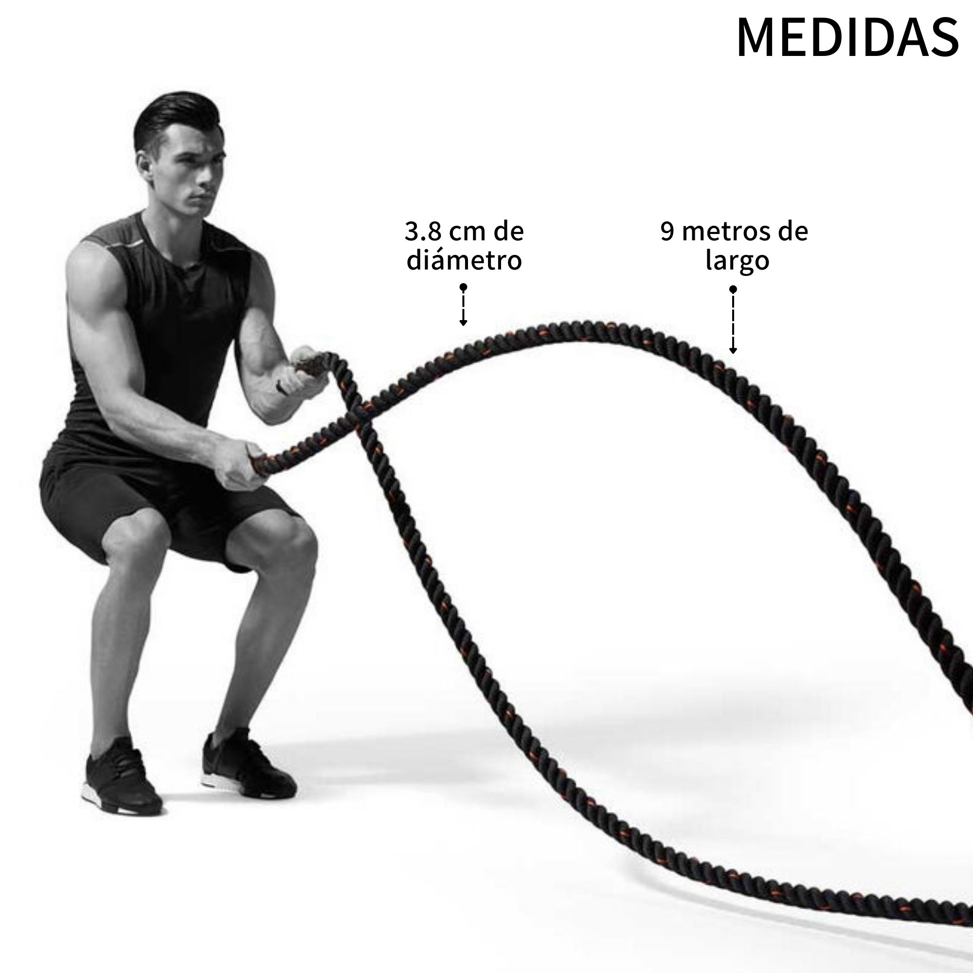 Cuerda De Azote Para Crossfit Battle Rope Nylon 9m Pro