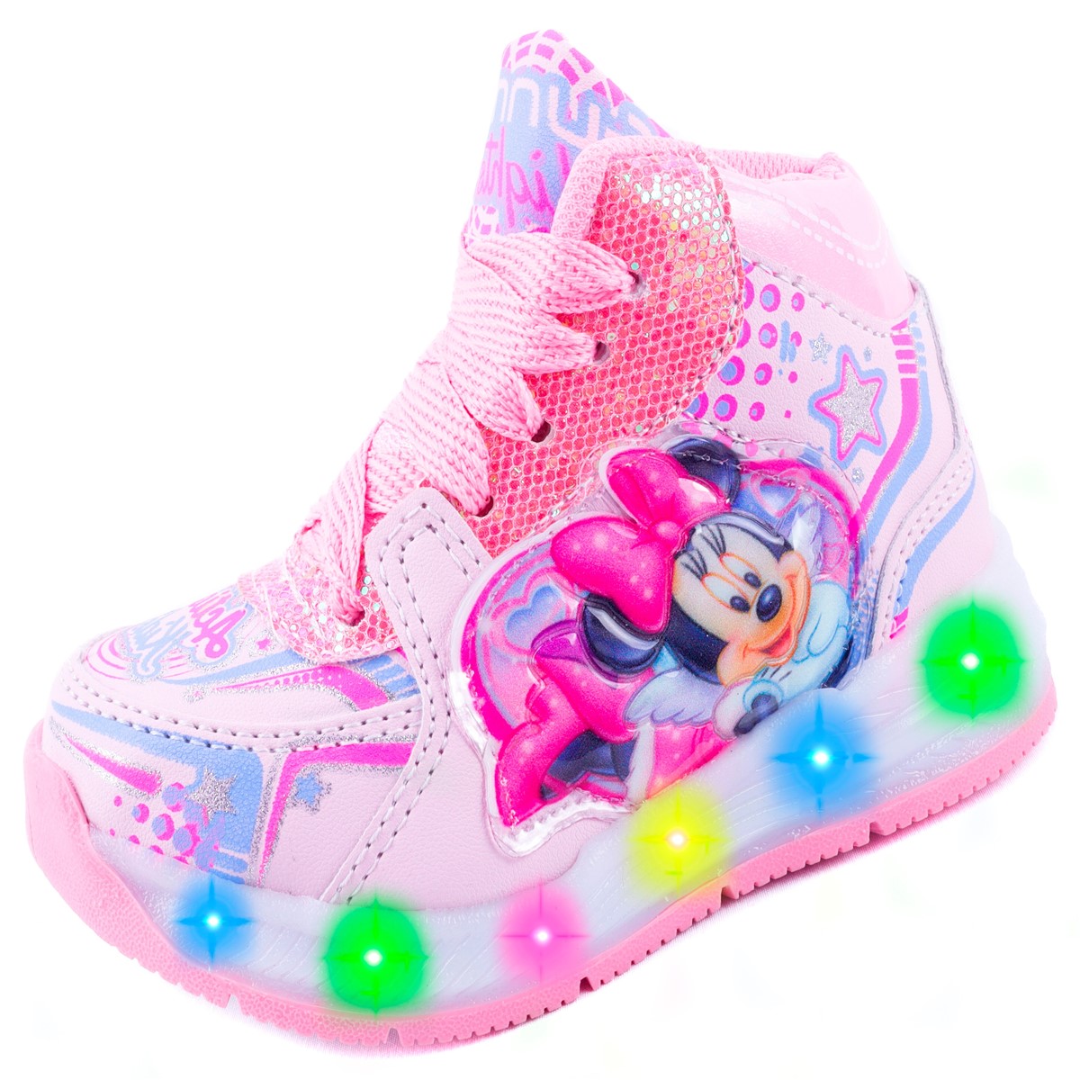 Tenis Bota Niña Mimi Ratoncita Luces Leds Casual 344-rp Rosa.