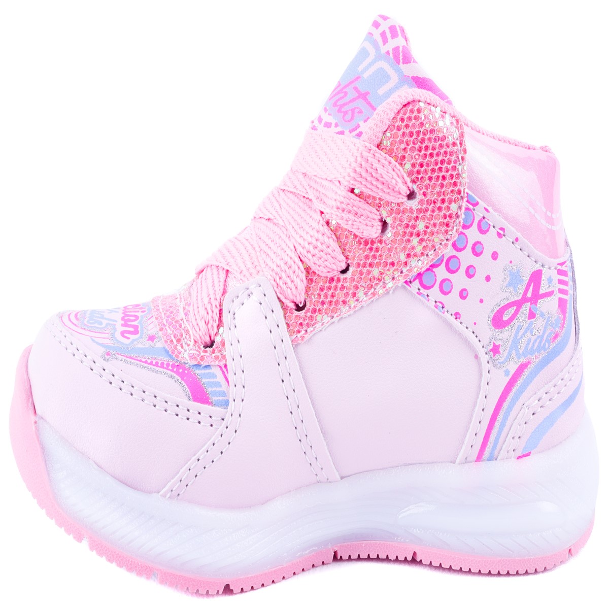 Tenis Bota Niña Mimi Ratoncita Luces Leds Casual 344-rp Rosa.