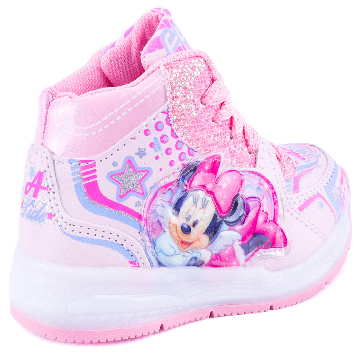 Tenis Bota Niña Mimi Ratoncita Luces Leds Casual 344-rp Rosa.