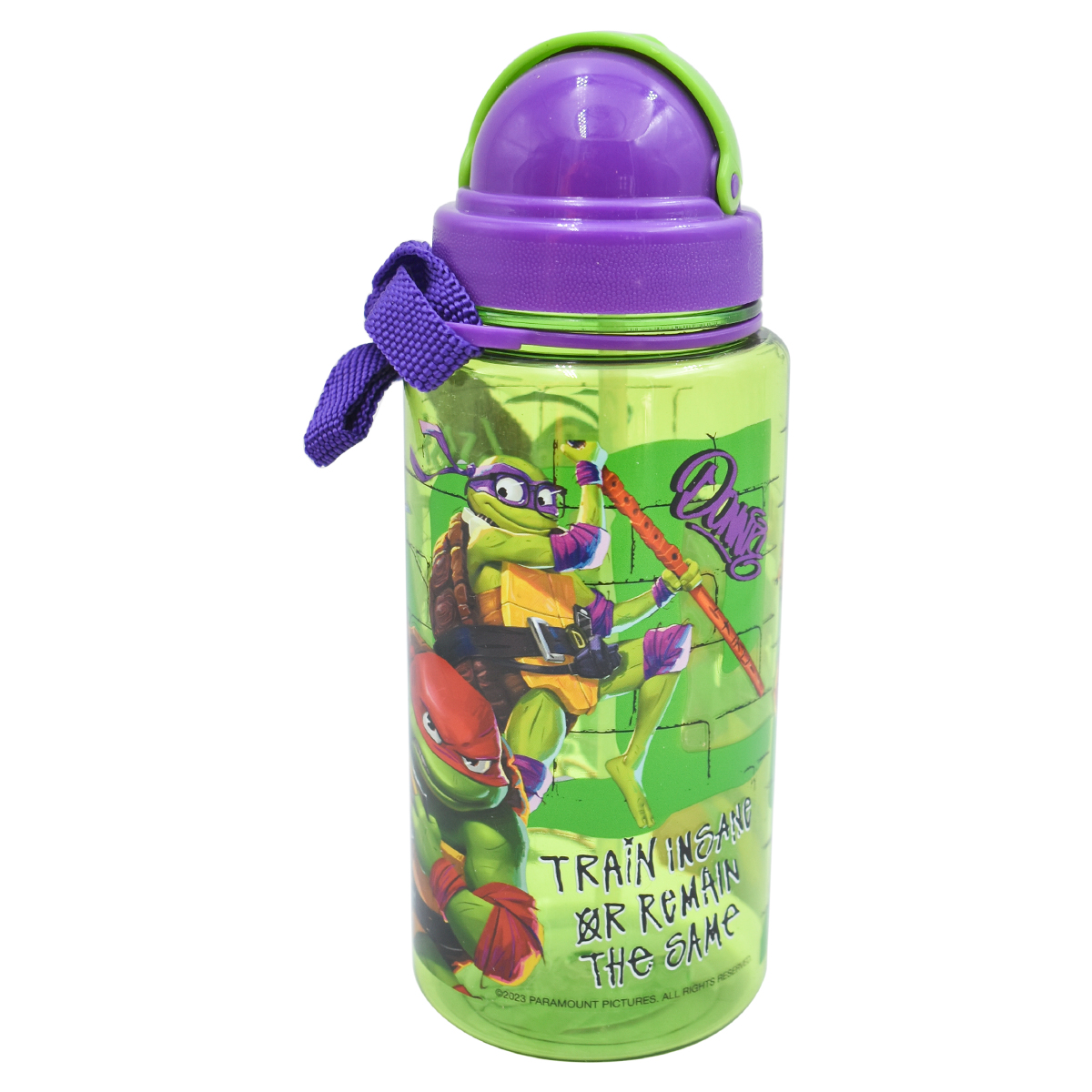 Fun Kids Vaso Botella Cantimplora Popote Tapa Corrediza Correa Nickelodeon Tortugas Ninjas Teen Turtle Ninjas 450ml