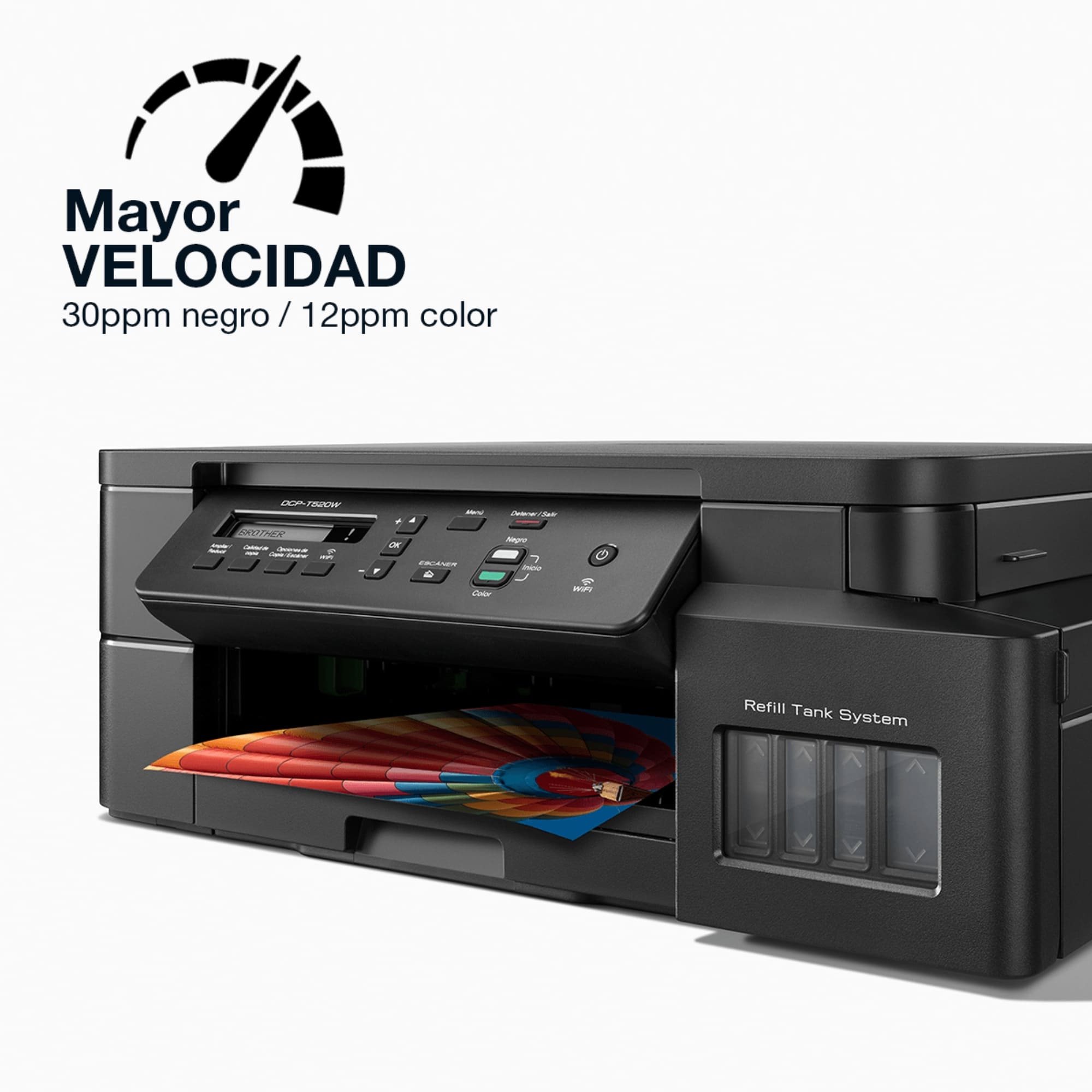 Impresora Multifuncional Brother InkBenefit Tank DCP-T520W con Sistema de Tinta Continua, Color, Cama Carta, Wi-Fi
