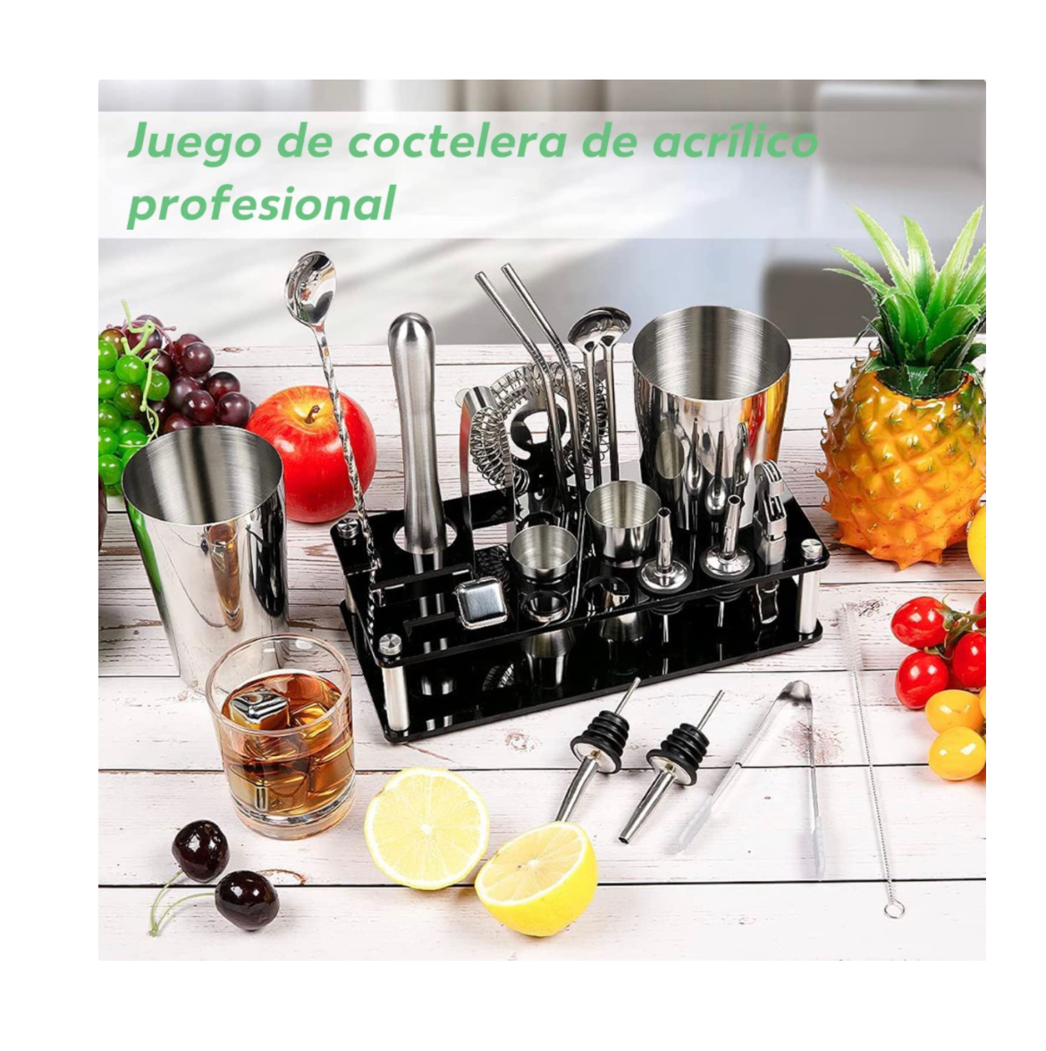 Kit De Barman Profesional Cocteleria Acero Inoxidable 17 Pza