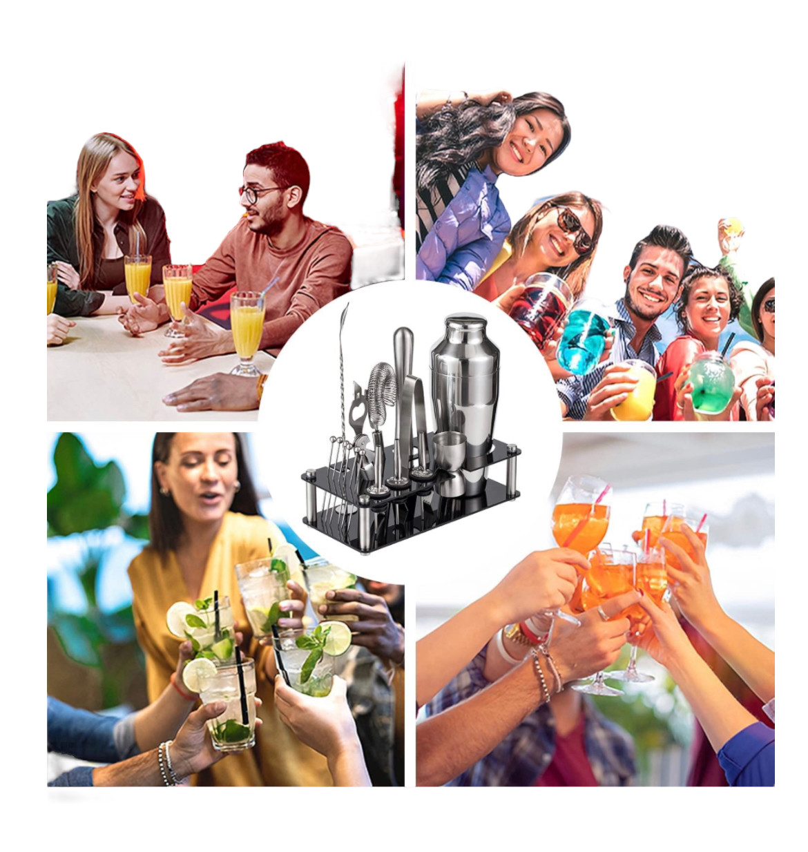 Kit De Barman Profesional Cocteleria Acero Inoxidable 17 Pza