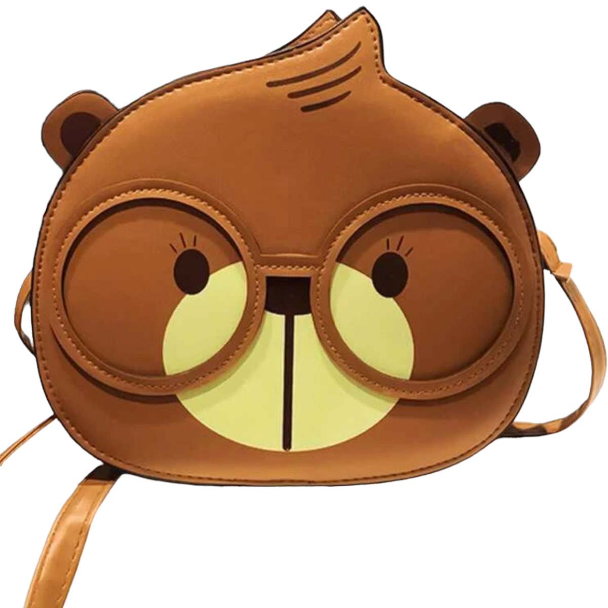 Bolsa Crossbody Diseño Oso Con Lentes Kawai 20x21 Cm
