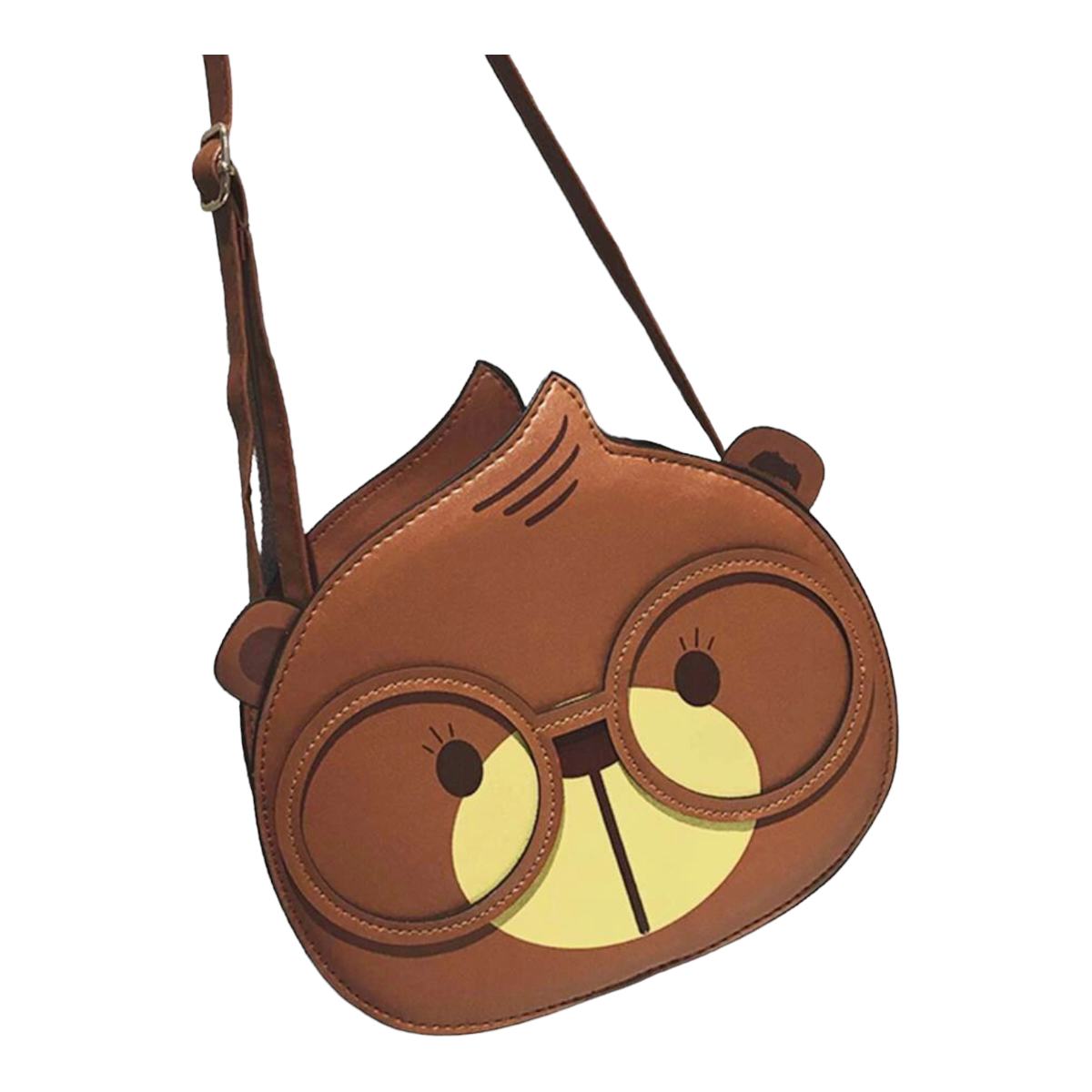 Bolsa Crossbody Diseño Oso Con Lentes Kawai 20x21 Cm