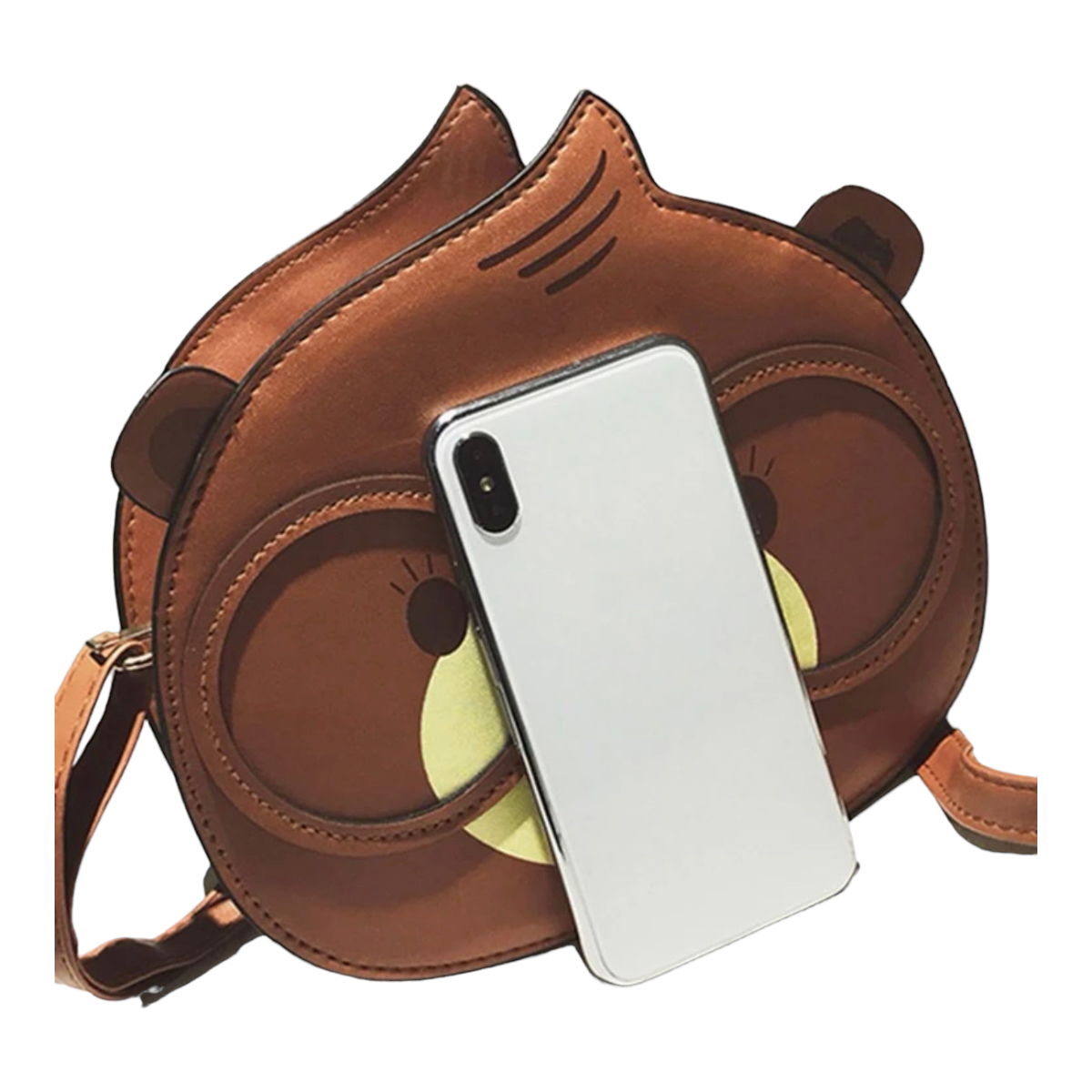 Bolsa Crossbody Diseño Oso Con Lentes Kawai 20x21 Cm