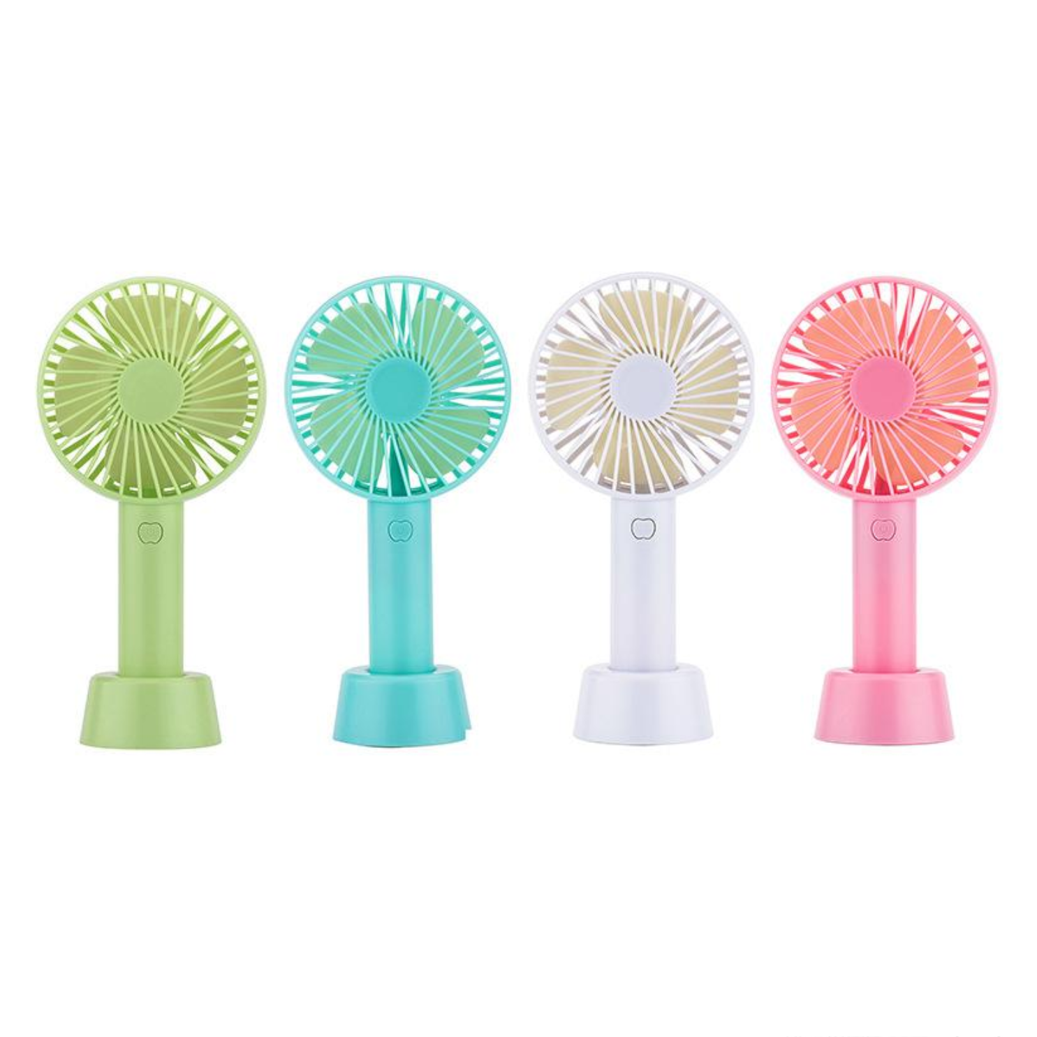 Mini Ventilador Portatil Pila Recargable USB Varios colores, ligero y practico Base Incluida 