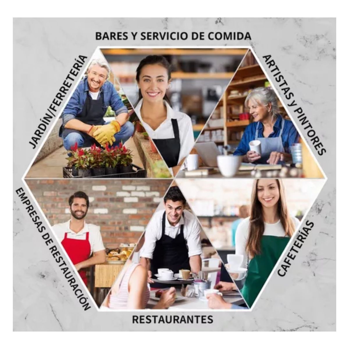 Mandil Delantal Multifuncional Con Bolsillos Unisex 3 Piezas Negro