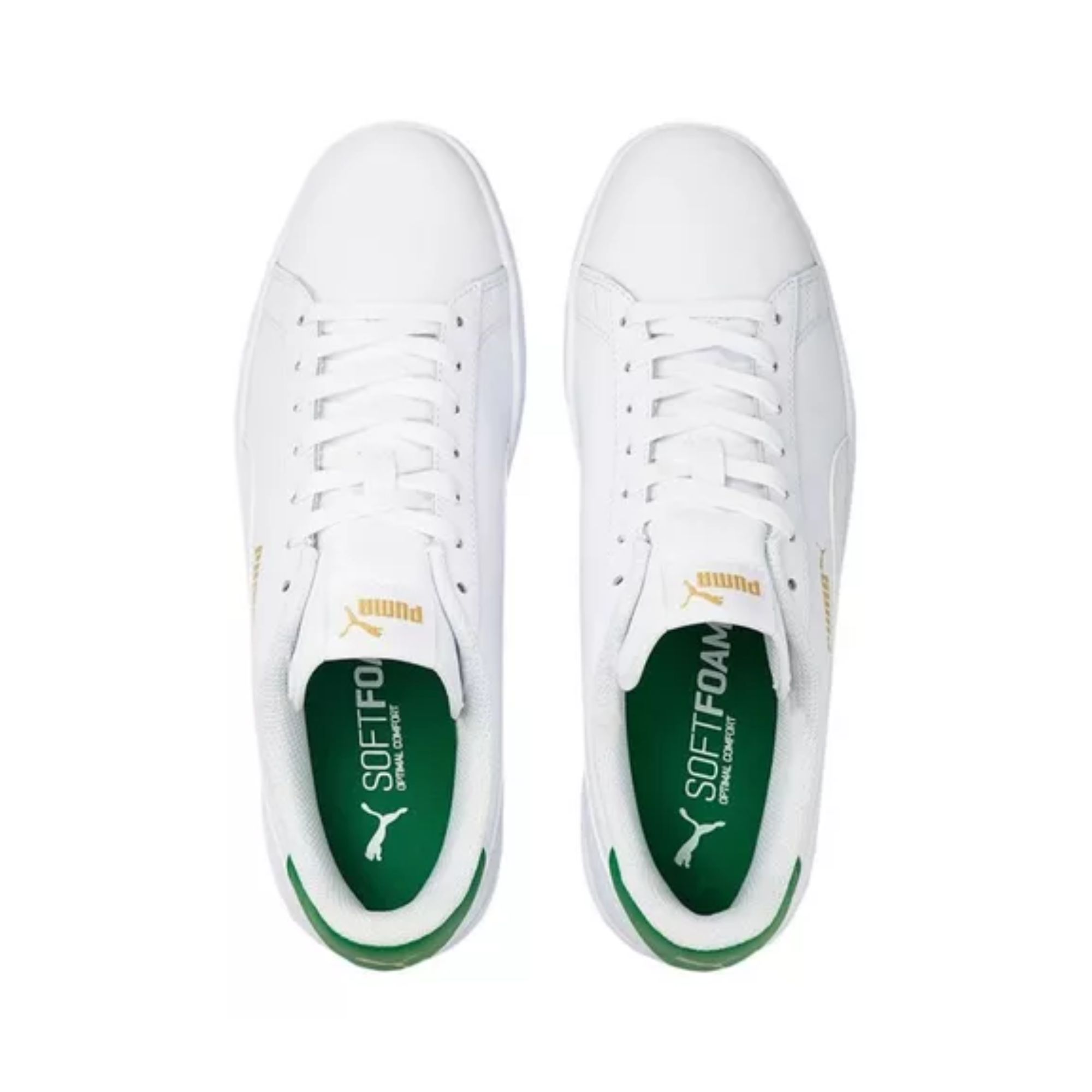Tenis Puma Smash V2 L Blanco con Verde Dorado Hombre Originales 36521536