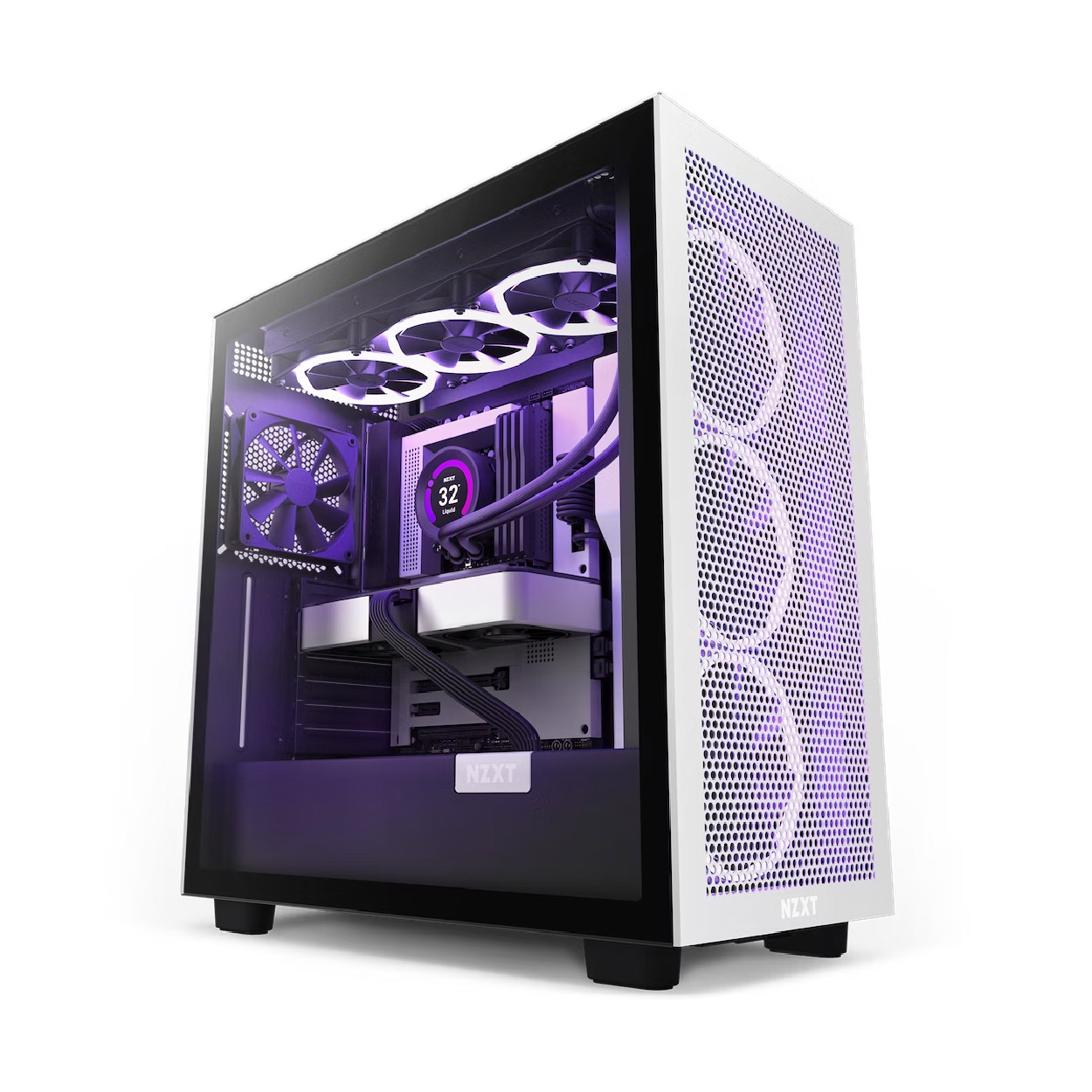 Gabinete NZXT H7 Flow Mid-Tower White/Black MT MINI-ITX/MICROATX/ATX 2V S/F BK/W CM-H71FG-01