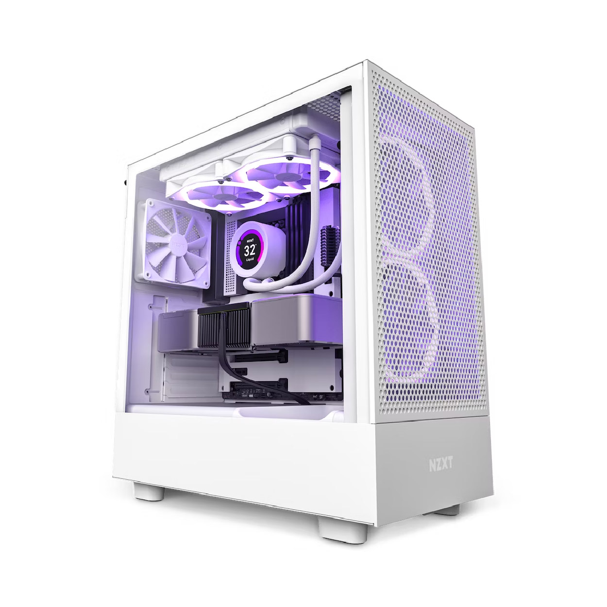 Gabinete NZXT H5 Flow Mid-Tower Compact White MINI-ITX/MICROATX/ATX 2V S/F120Q WH CC-H51FW-01