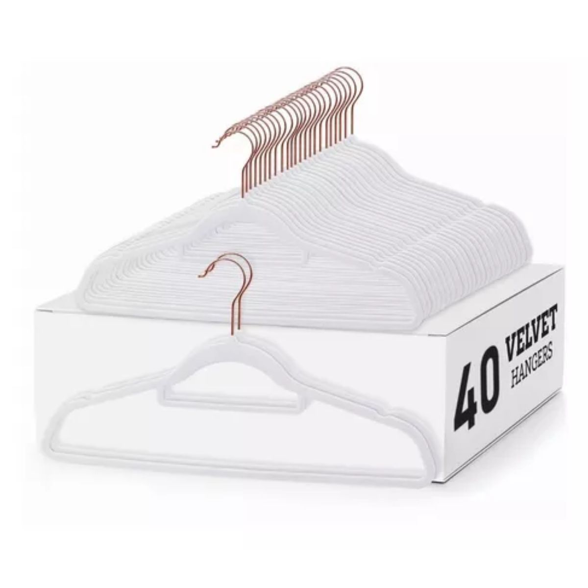 Ganchos De Ropa Set 40pzs Perchas Terciopelo Antideslizantes Blanco
