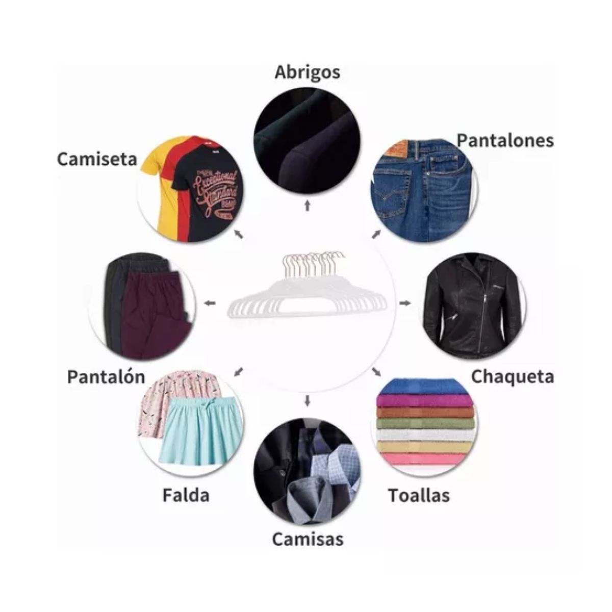 Ganchos De Ropa Set 40pzs Perchas Terciopelo Antideslizantes Blanco