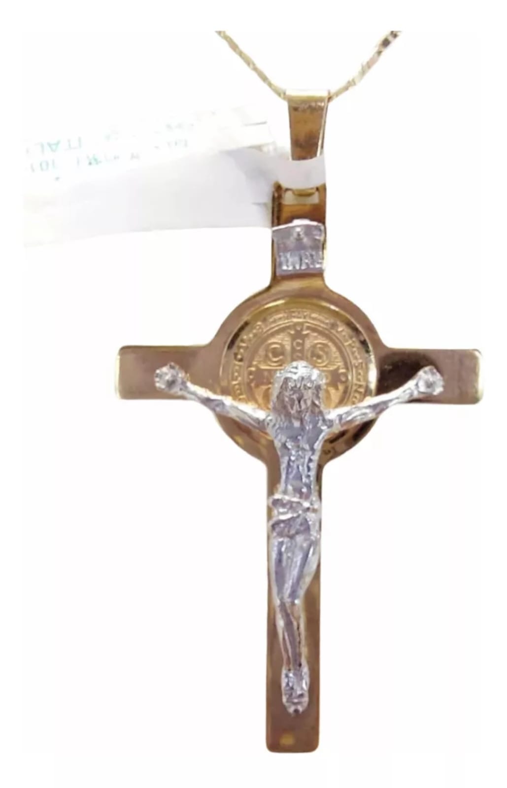 Kit Cadena Dije + Crucifijo San Benito Oros 10 K. + Obsequio