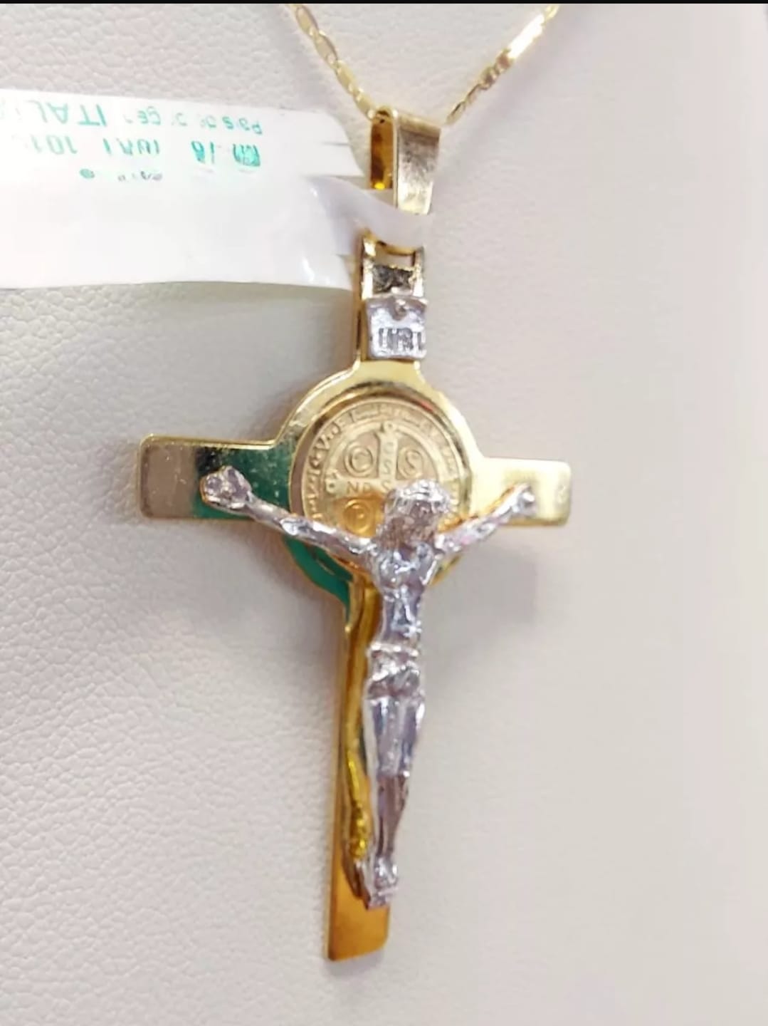 Kit Cadena Dije + Crucifijo San Benito Oros 10 K. + Obsequio