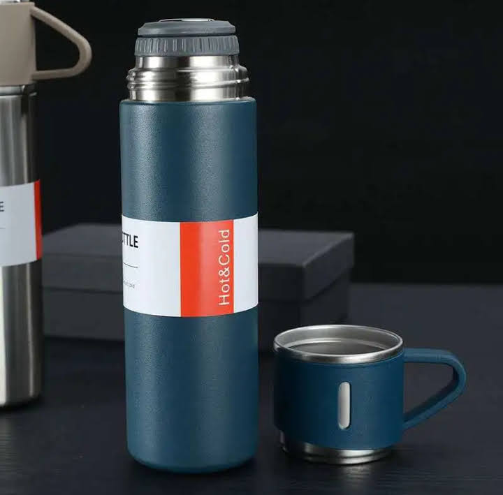 set termo acero inoxidable con 3 tazas conserva calor o frio hasta 12hr, regalo