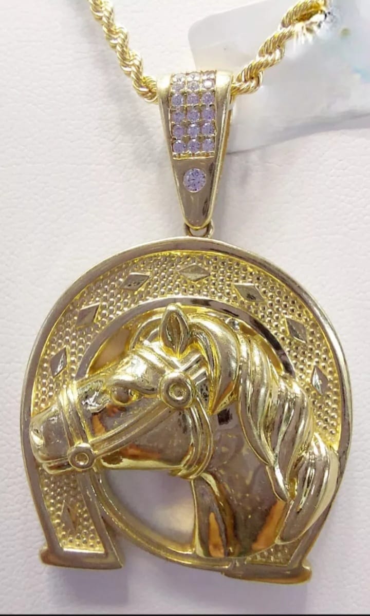 Kit Cadena + Dije Herradura Caballo Oro 10 K. + Obsequio