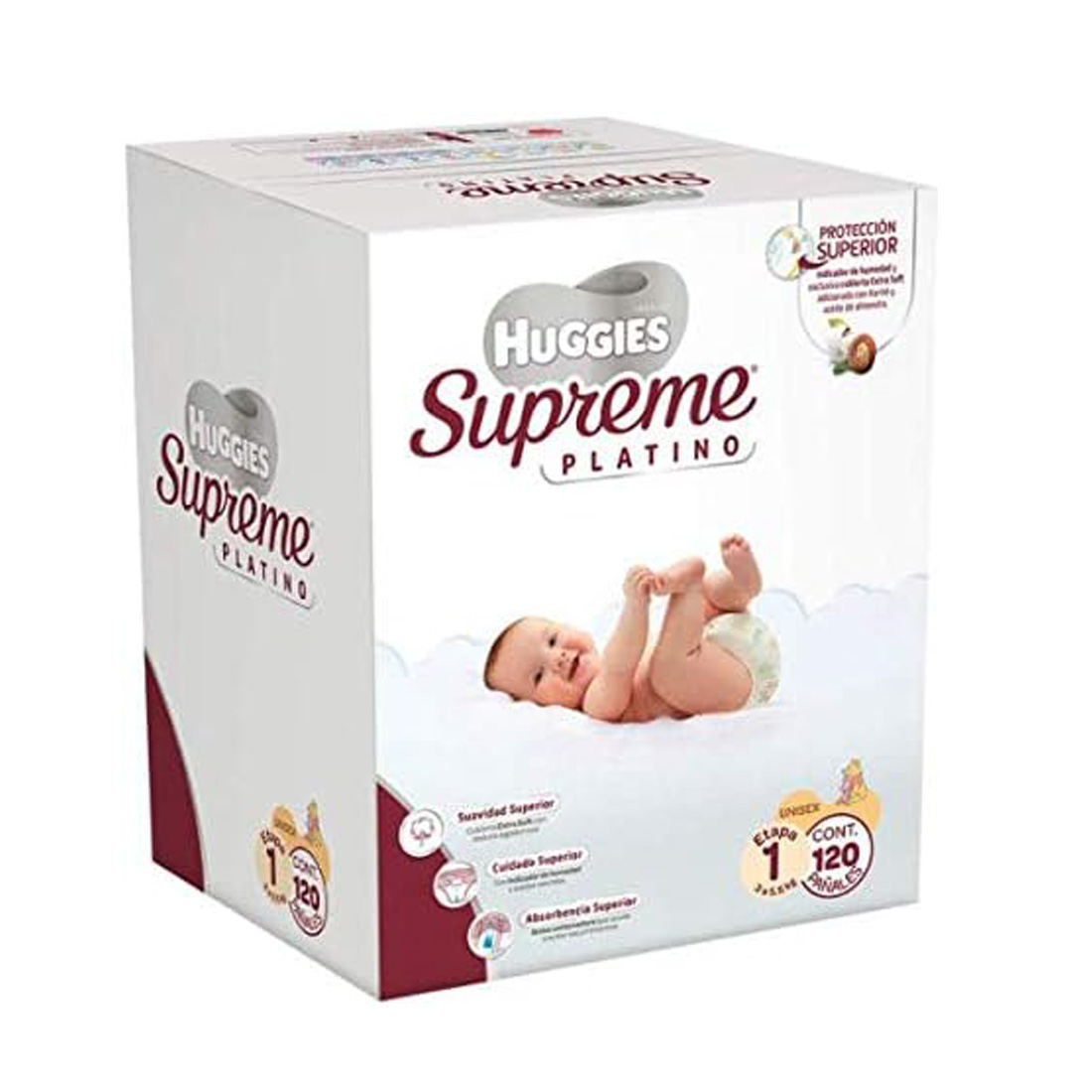Pañales Huggies Supreme Platino Etapa 1 Unisex 120